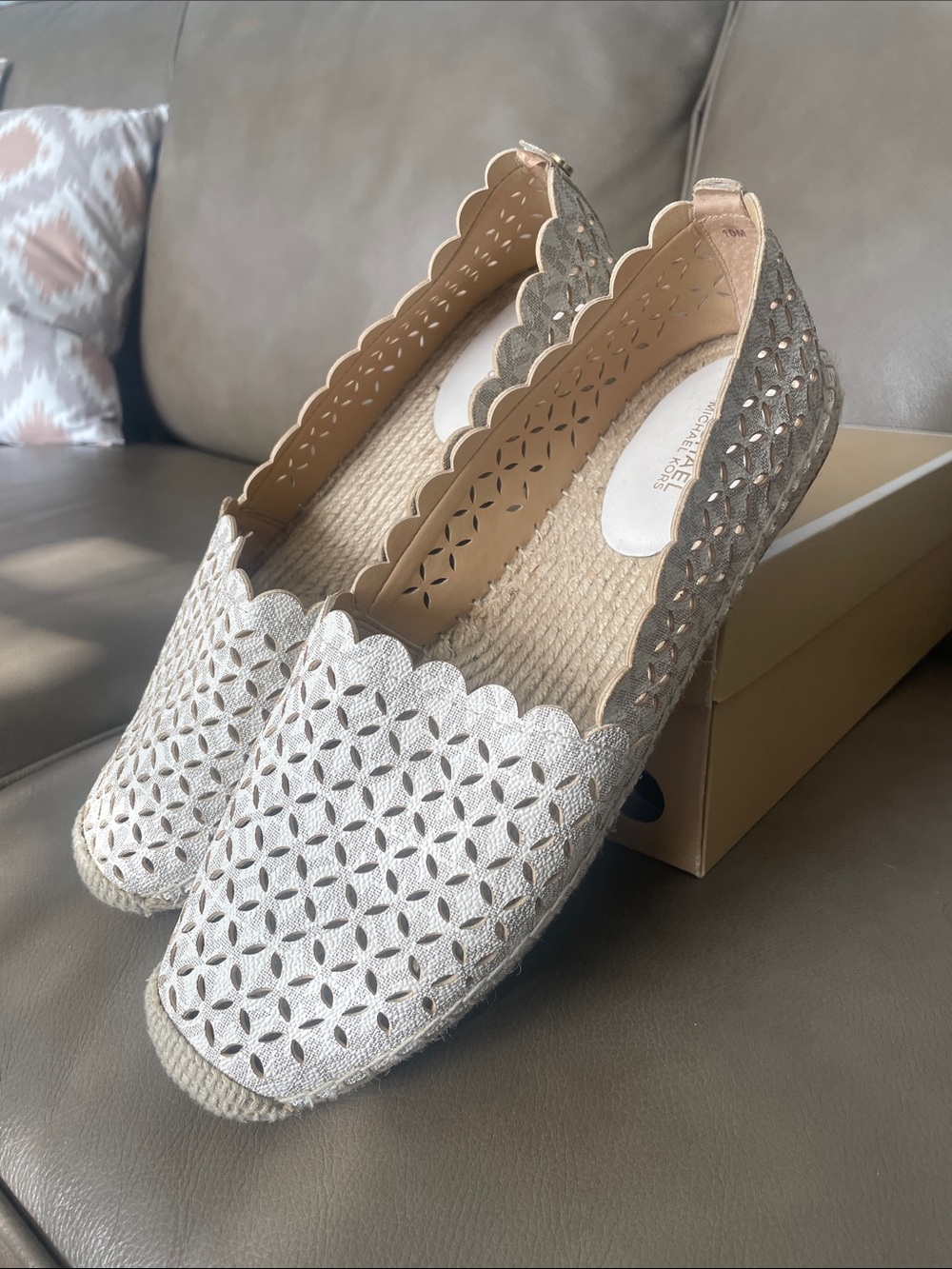 Michael Kors Cream Laser-Cut Espadrille Slip-On